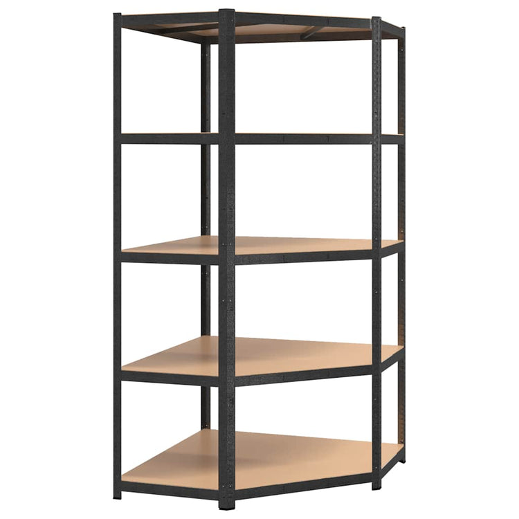 Rack d'angle Vidaxl Robust 5 couches en acier et gris en bois transformé