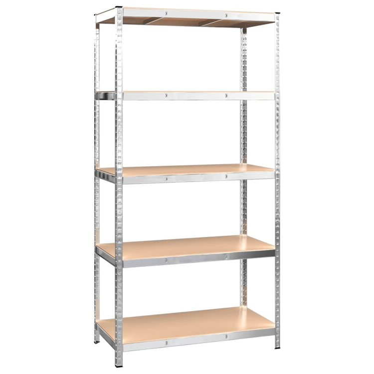 Rack de stockage Vidaxl en acier à 5 couches et en argent en bois transformé de couleur