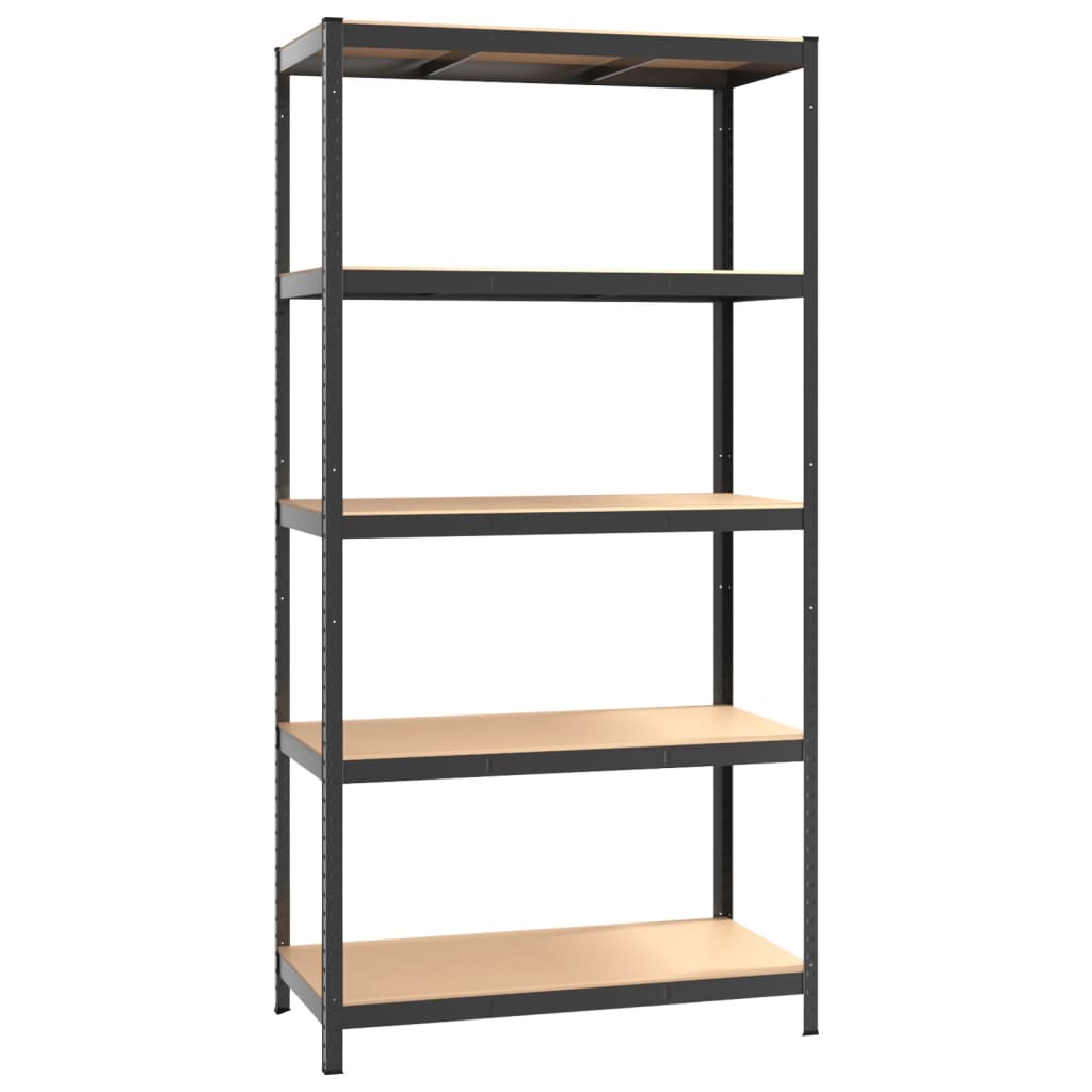 Rack de stockage Vidaxl en acier à 5 couches et en bois transformé en bois d'anthracite