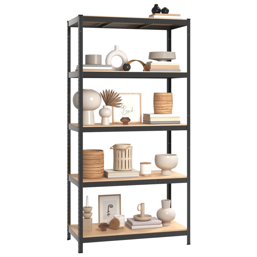 Rack de stockage Vidaxl en acier à 5 couches et en bois transformé en bois d'anthracite