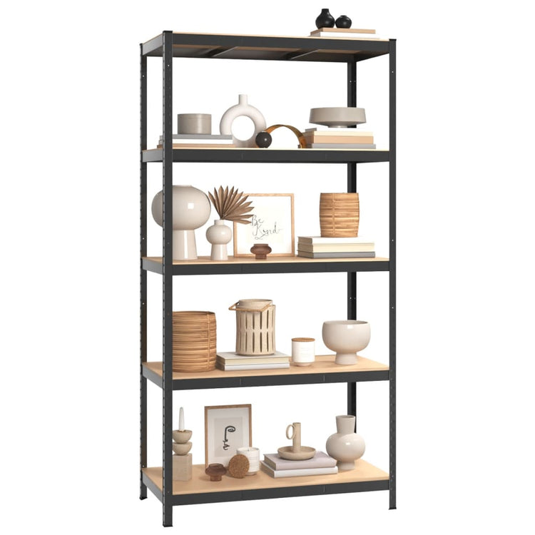 Rack de stockage Vidaxl en acier à 5 couches et en bois transformé en bois d'anthracite