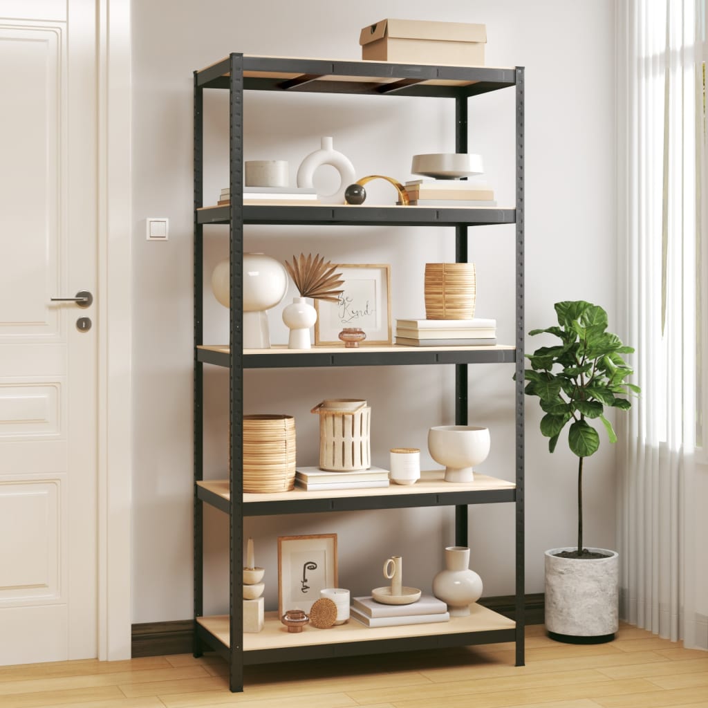 Rack de stockage Vidaxl en acier à 5 couches et en bois transformé en bois d'anthracite