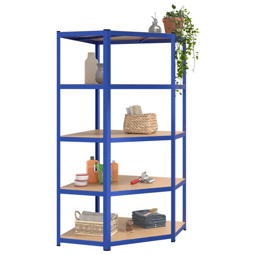 Vidaxl Hoekrek 5 couches en acier et bleu en bois transformé