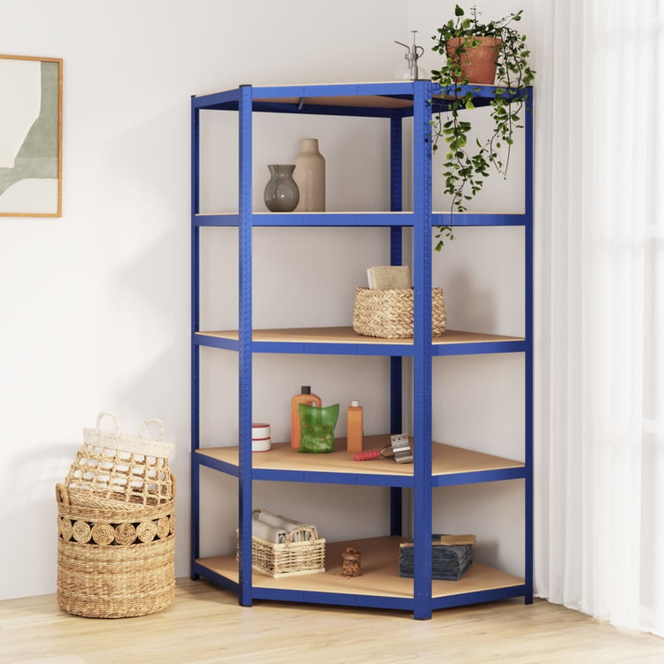 Vidaxl Hoekrek 5 couches en acier et bleu en bois transformé