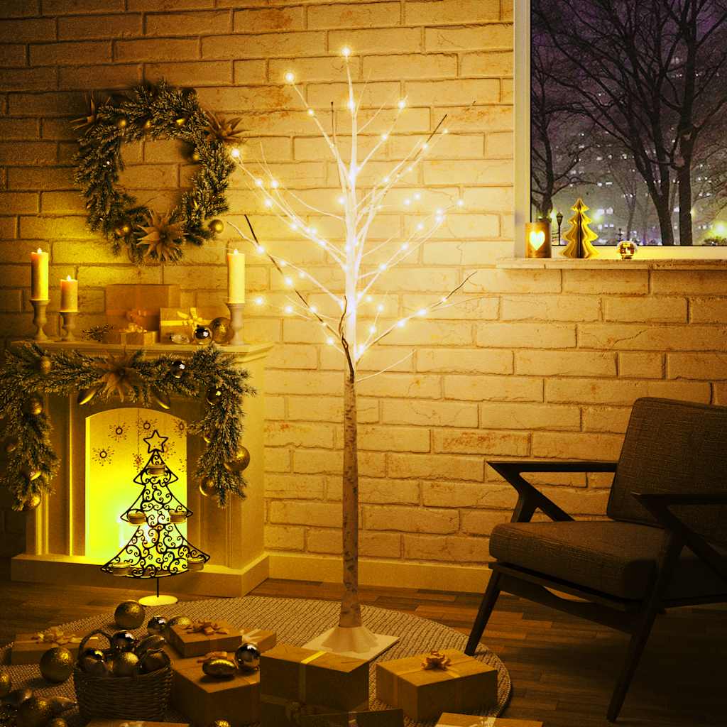 Vidaxl Berkenboom LED 96 LEDS blanc chaud 180 cm blanc