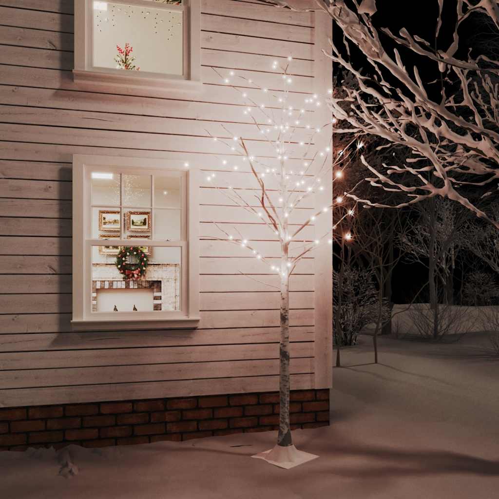 Vidaxl Berkenboom LED 128 LEDS BLANC CHAUD 220 CM BLANC