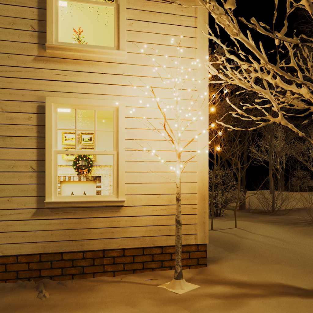 Vidaxl Berkenboom LED 240 LEDS blanc chaud 300 cm blanc