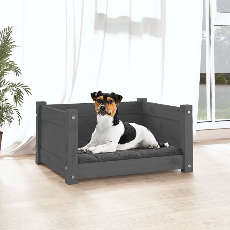 Vidaxl Dog Basket 55.5x45.5x28 cm Gris de pin massif