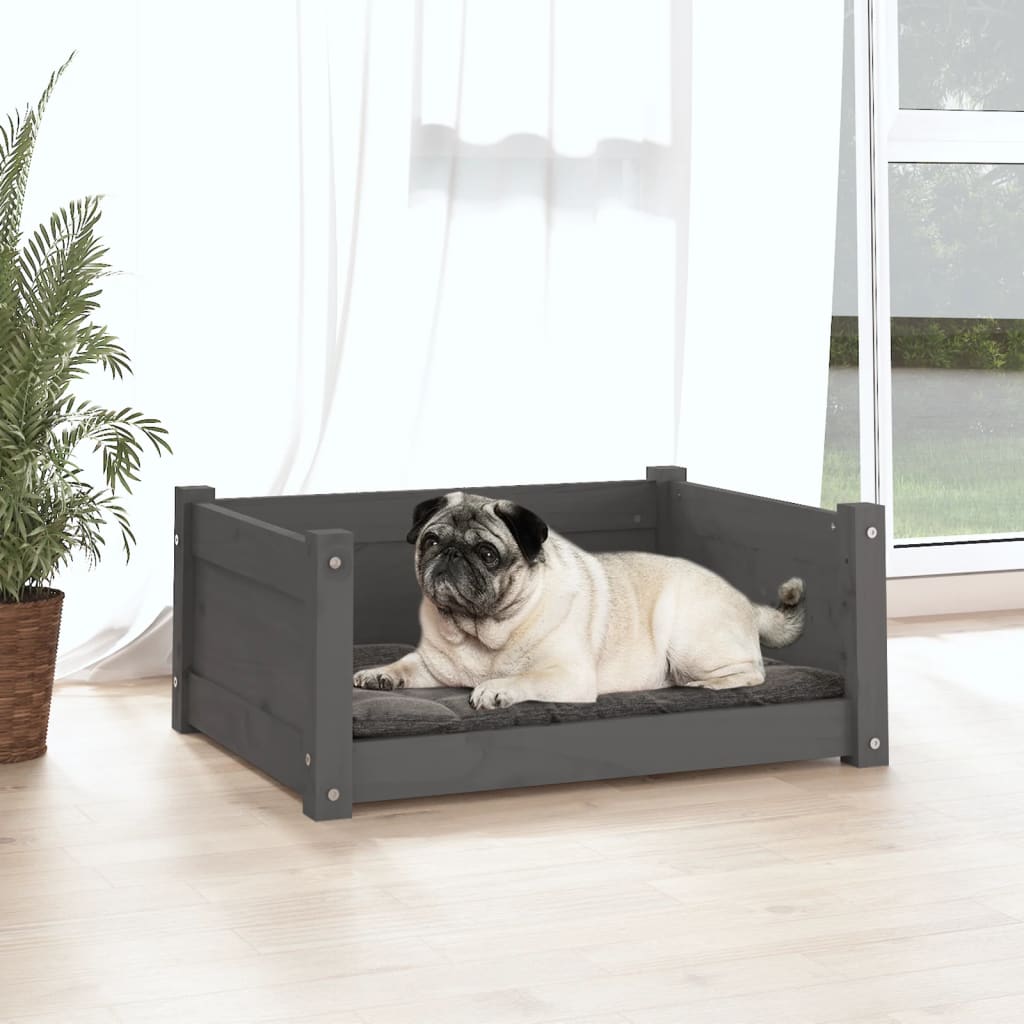 Vidaxl Dog Basket 65.5x50.5x28 cm Gris de pin solide