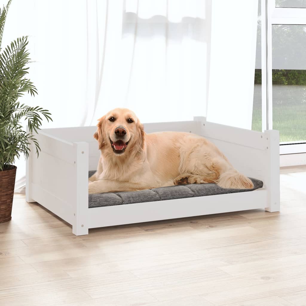 Vidaxl Dog Basket 75.5x55.5x28 cm Pine solide blanc