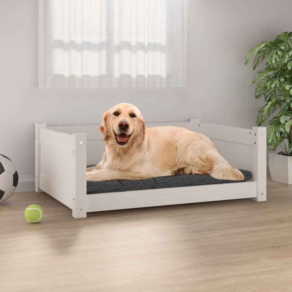 Vidaxl Dog Basket 75.5x55.5x28 cm Pine solide blanc