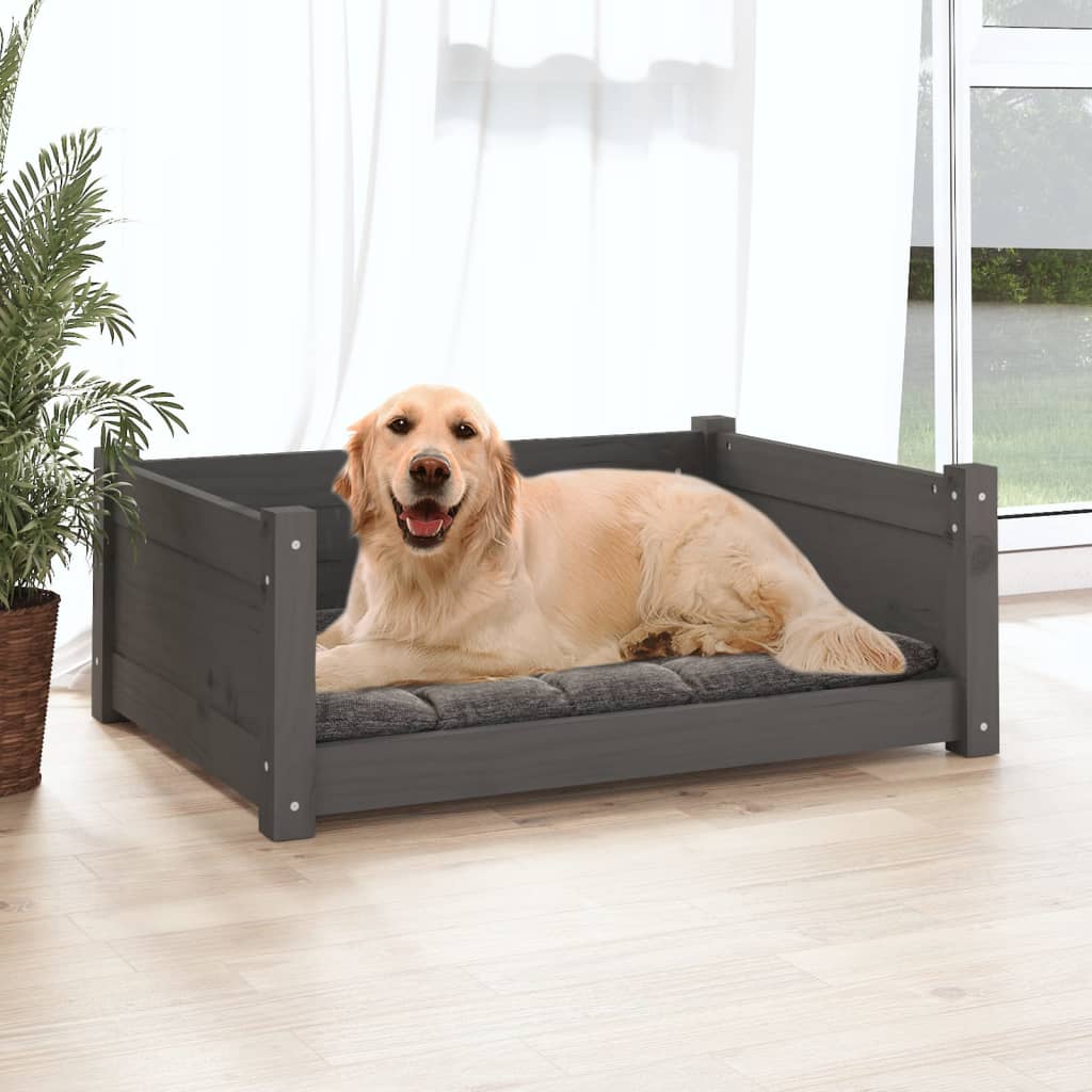 Vidaxl Dog Basket 75.5x55.5x28 cm Gris de pin massif