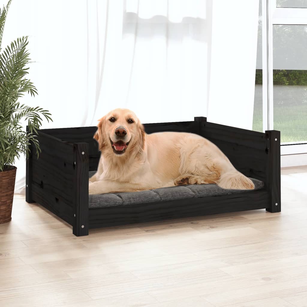 Vidaxl Dog Basket 75.5x55.5x28 cm Pine solide en pin noir