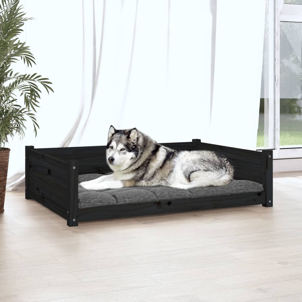Panier de chien vidaxl 105.5x75.5x28 cm Pine solide noire