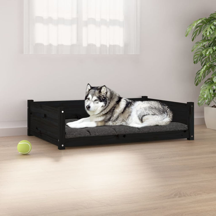 Panier de chien vidaxl 105.5x75.5x28 cm Pine solide noire
