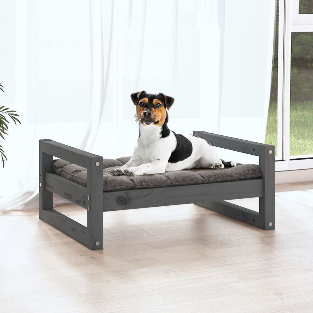 Vidaxl Dog Basket 55.5x45.5x28 cm Gris de pin massif