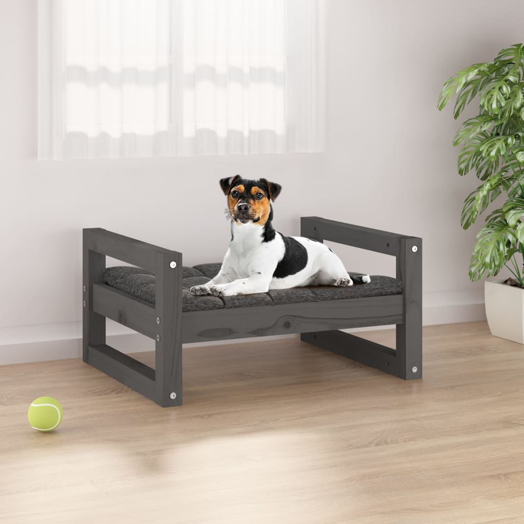 Vidaxl Dog Basket 55.5x45.5x28 cm Gris de pin massif