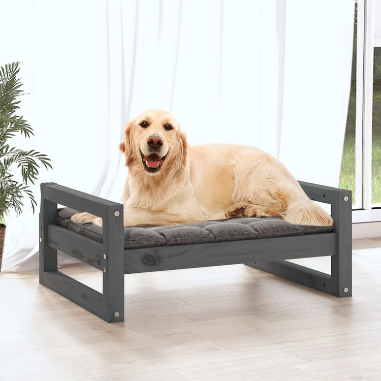Vidaxl Dog Basket 75.5x55.5x28 cm Gris de pin massif