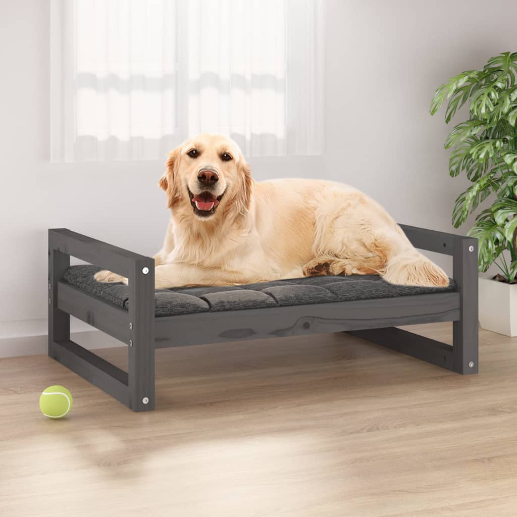 Vidaxl Dog Basket 75.5x55.5x28 cm Gris de pin massif