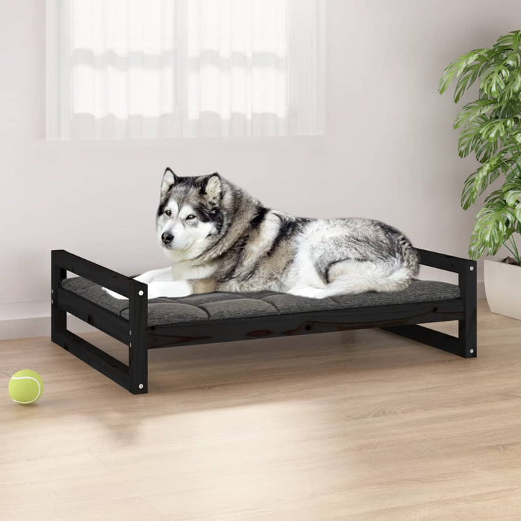 Vidaxl Dog Basket 105.5x75.5x28 cm Pine solide de pin noir