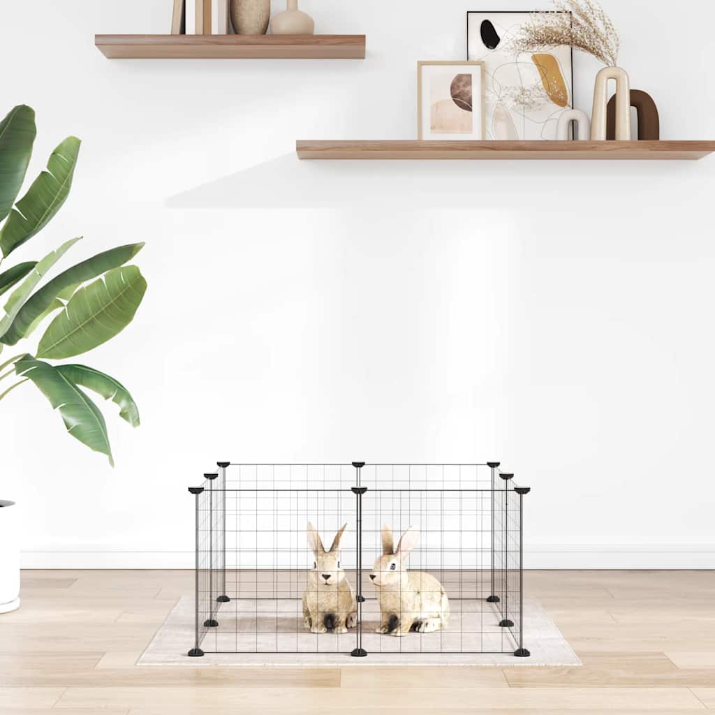 Cage Vidaxl pour animaux de compagnie avec 8 panneaux 35x35 cm en acier noir