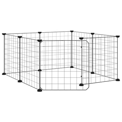 Vidaxl Petts Cage avec porte 8 panneaux 35x35 cm en acier noir