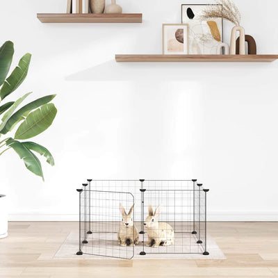 Vidaxl Petts Cage avec porte 8 panneaux 35x35 cm en acier noir