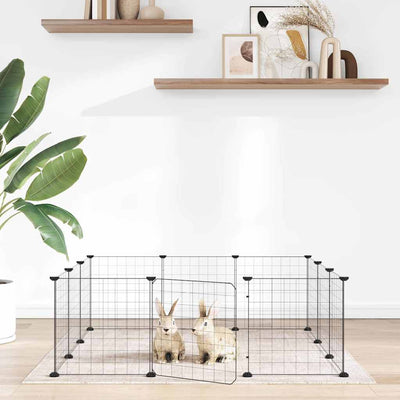 Vidaxl Petts Cage avec porte 12 panneaux 35x35 cm en acier noir