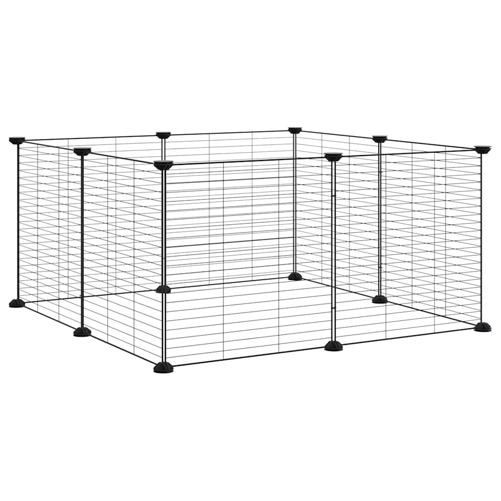 Cage Vidaxl pour animaux de compagnie avec 8 panneaux 35x35 cm en acier noir
