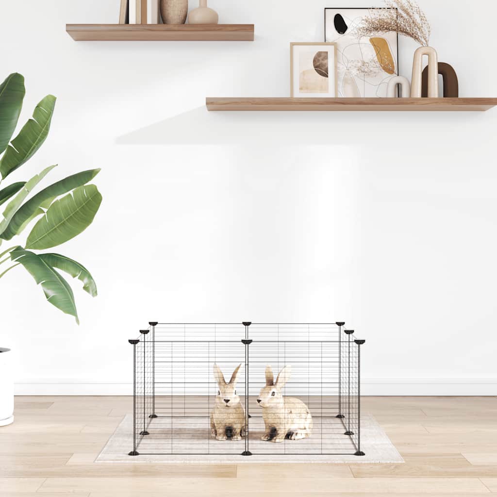 Cage Vidaxl pour animaux de compagnie avec 8 panneaux 35x35 cm en acier noir
