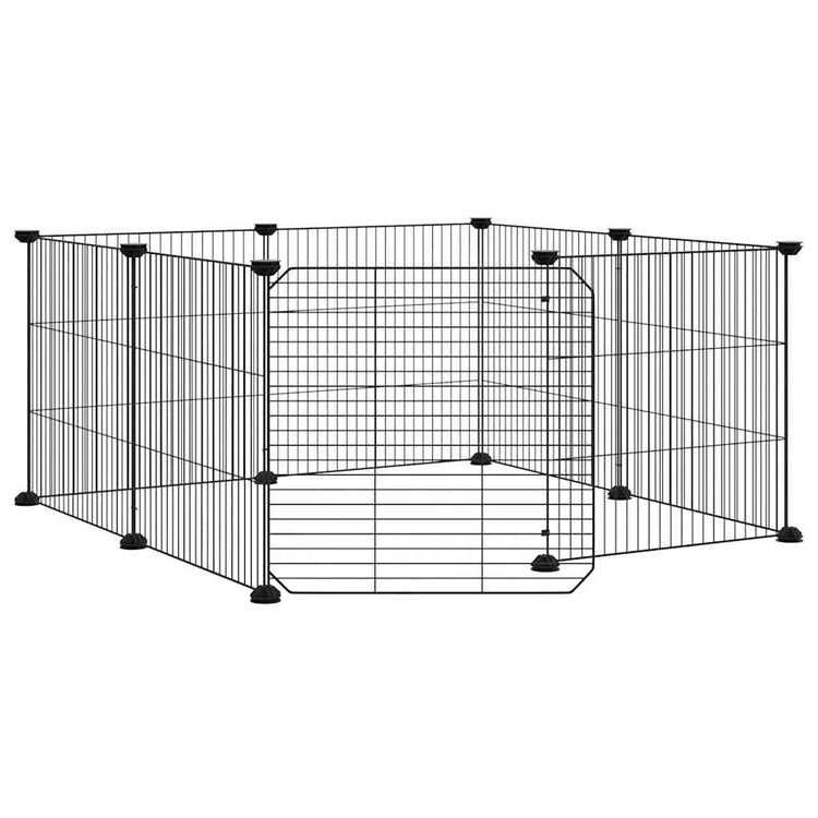 Vidaxl Petts Cage avec porte 8 panneaux 35x35 cm en acier noir