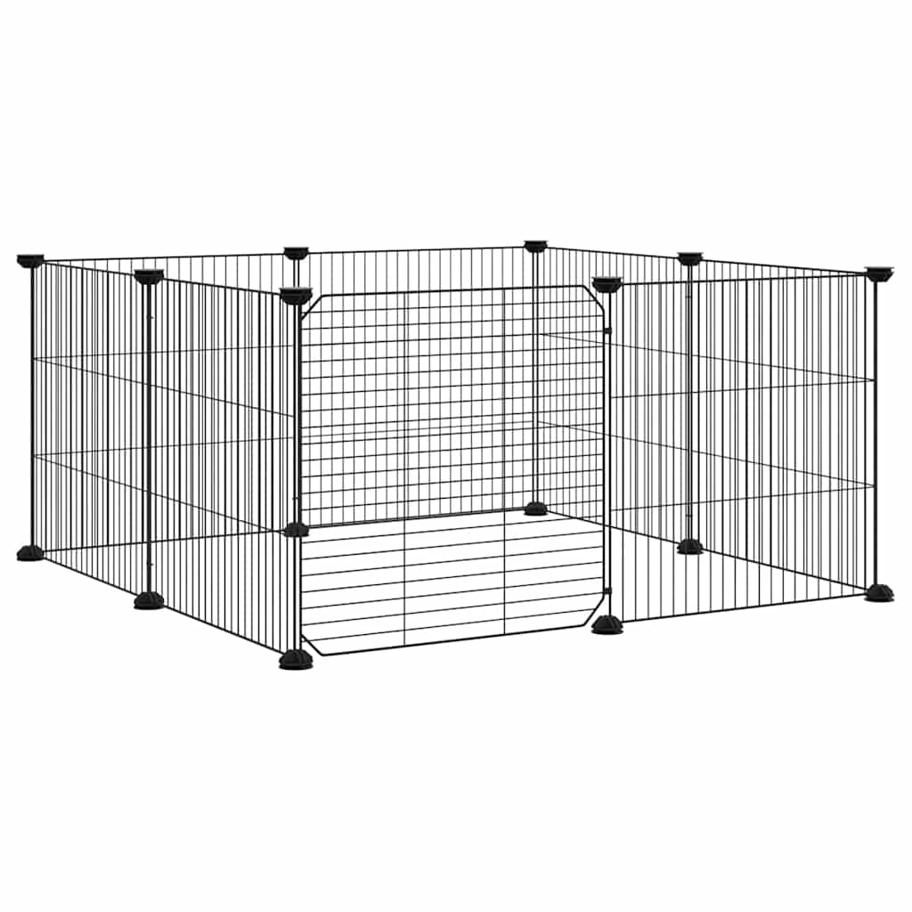 Vidaxl Petts Cage avec porte 8 panneaux 35x35 cm en acier noir