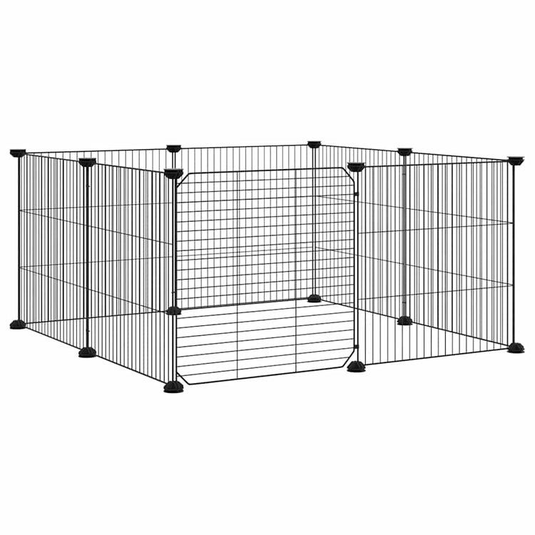 Vidaxl Petts Cage avec porte 8 panneaux 35x35 cm en acier noir