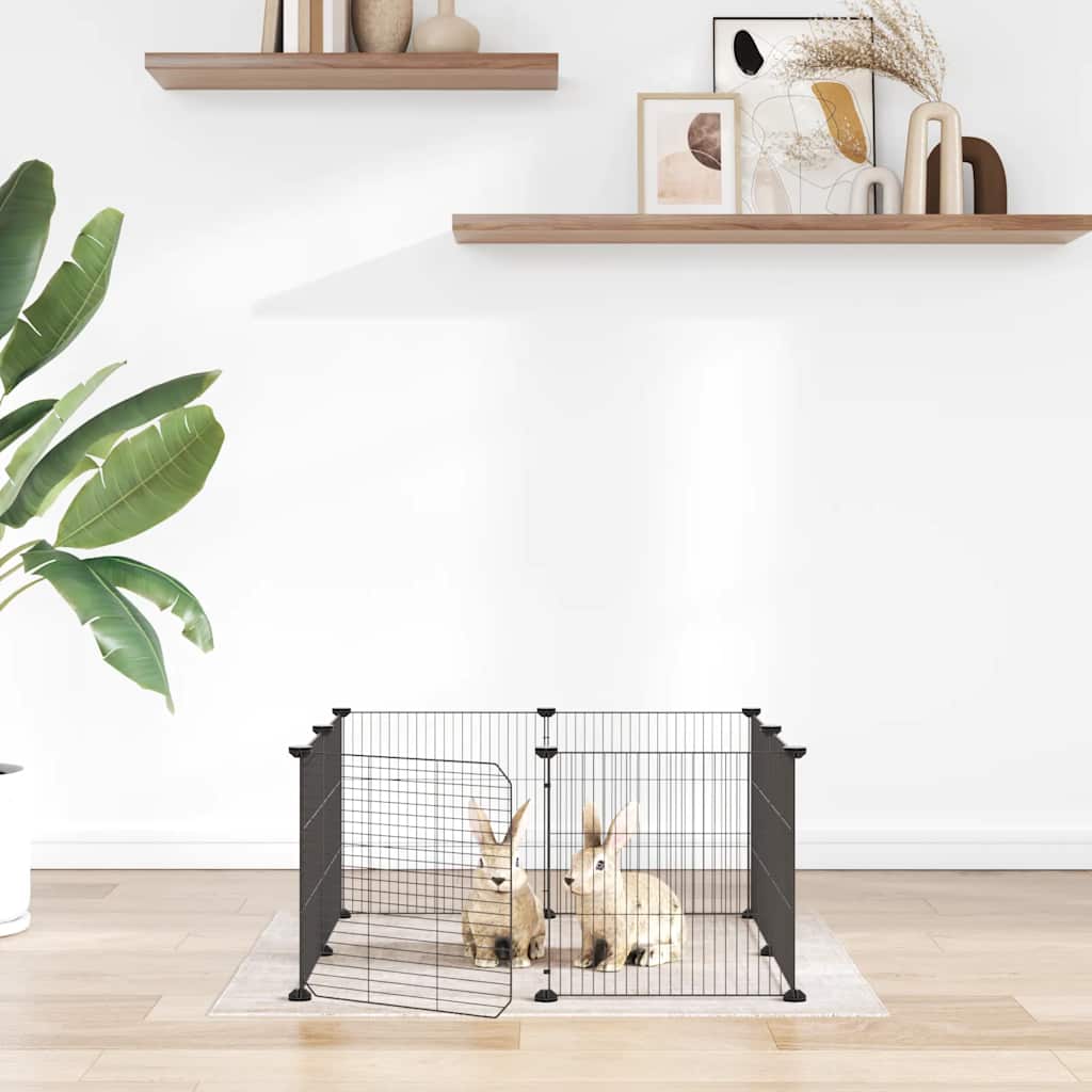 Vidaxl Petts Cage avec porte 8 panneaux 35x35 cm en acier noir