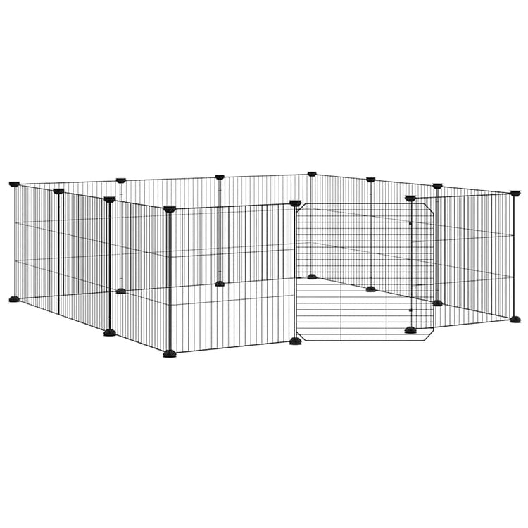 Vidaxl Petts Cage avec porte 12 panneaux 35x35 cm en acier noir