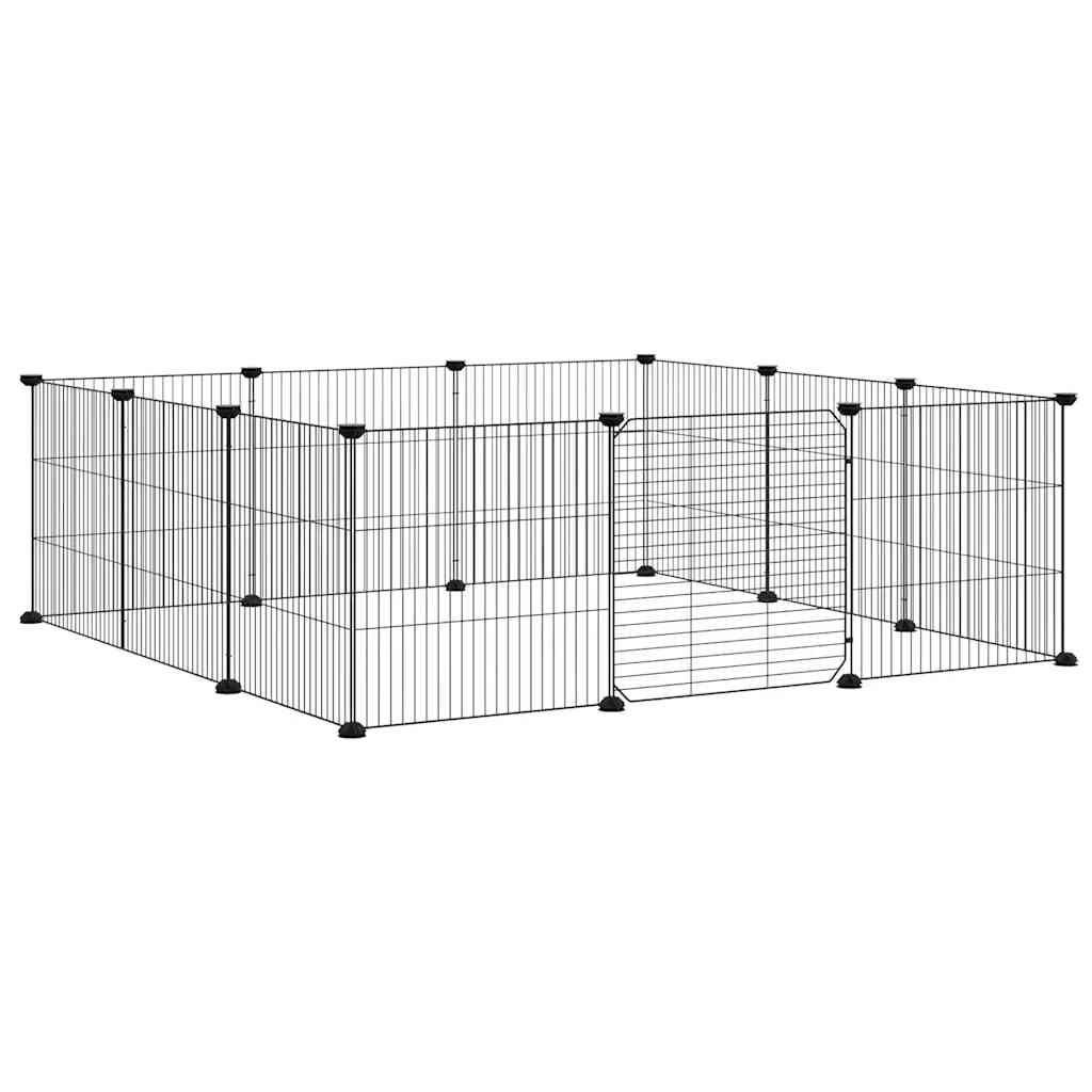 Vidaxl Petts Cage avec porte 12 panneaux 35x35 cm en acier noir