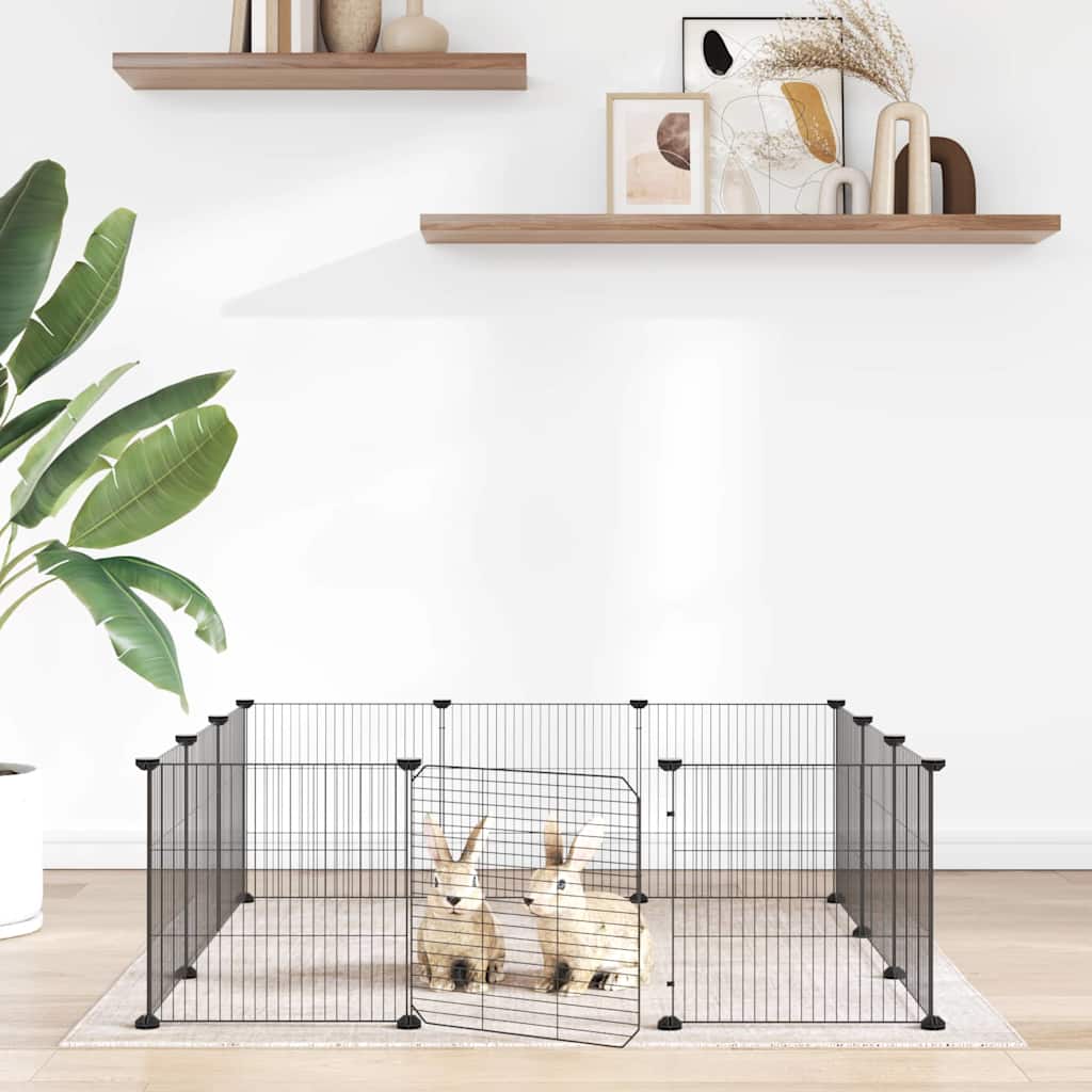 Vidaxl Petts Cage avec porte 12 panneaux 35x35 cm en acier noir