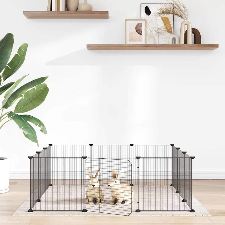 Vidaxl Petts Cage avec porte 12 panneaux 35x35 cm en acier noir