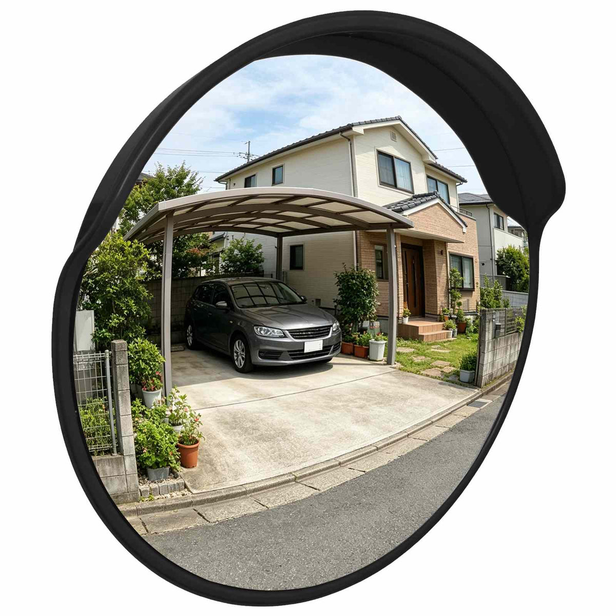 Miroir de trafic Vidaxl pour le Polycarbonate convexe extérieur Ø60 cm noir