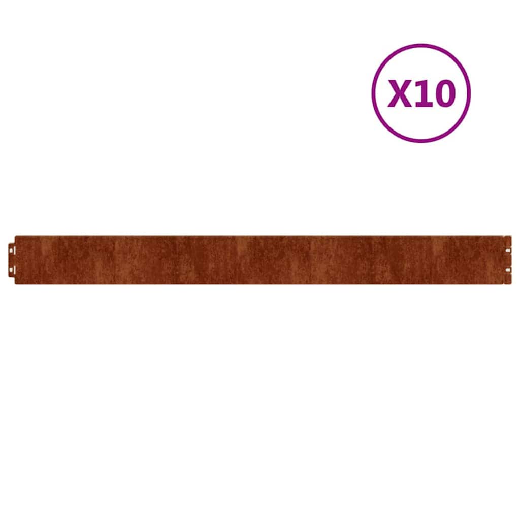 Vidaxl Gazon Arêtes 10 pièces 10x103 cm Cortenstaal flexible