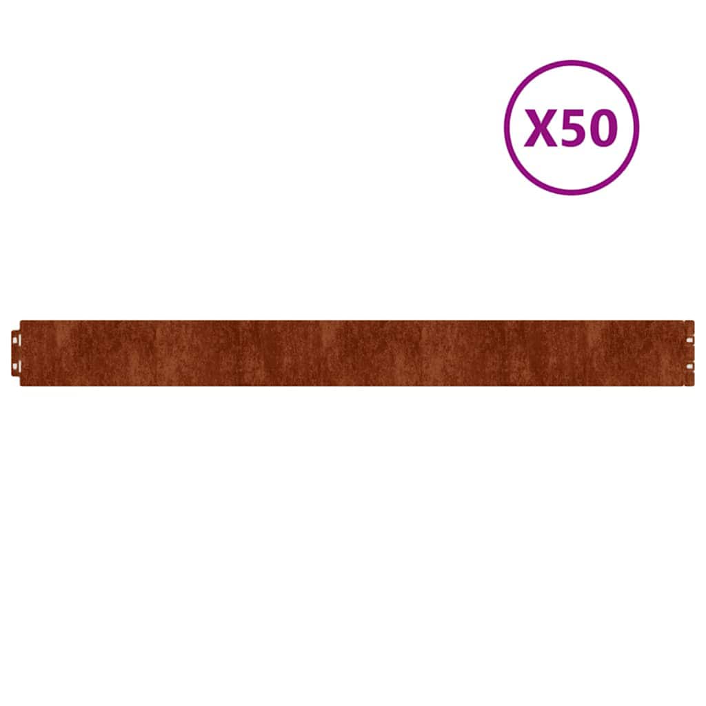 Vidaxl Gazon Arêtes 50 pièces 10x103 cm Cortenstaal flexible