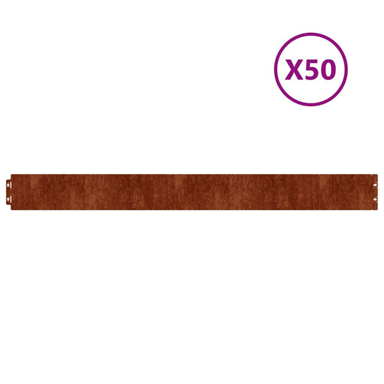 Vidaxl Gazon Arêtes 50 pièces 10x103 cm Cortenstaal flexible