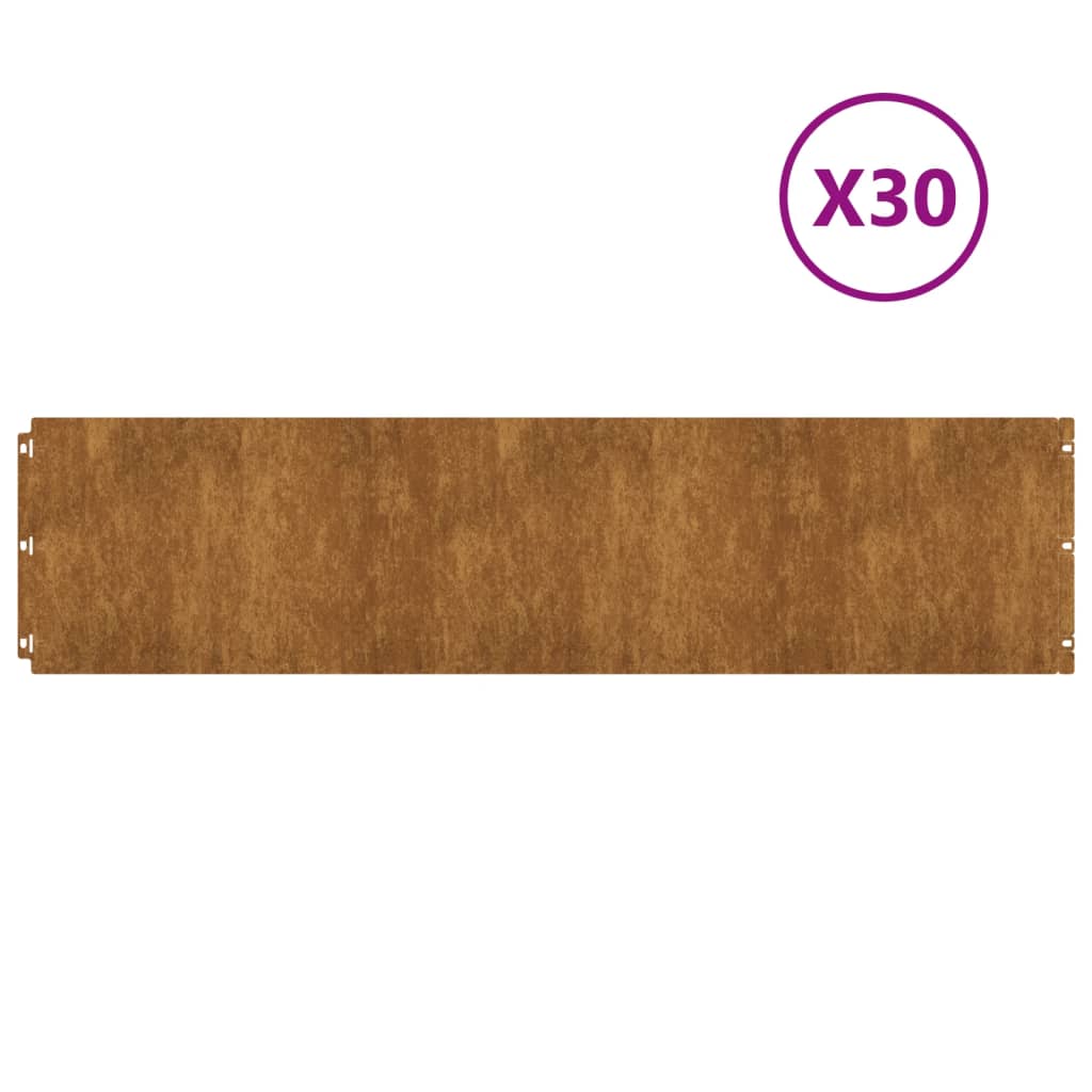 Vidaxl Gazon Arêtes 30 pièces 25x103 cm Cortenstaal flexible