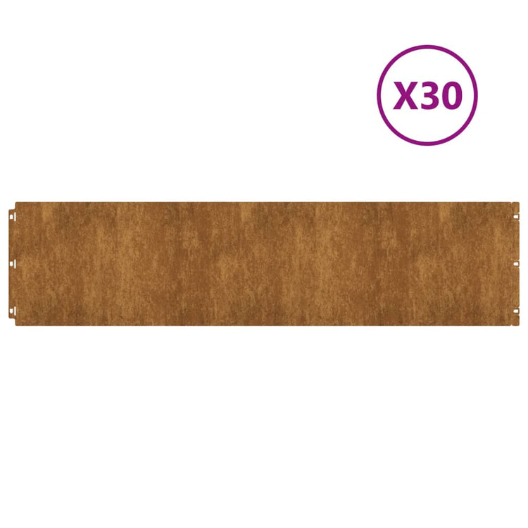 Vidaxl Gazon Arêtes 30 pièces 25x103 cm Cortenstaal flexible