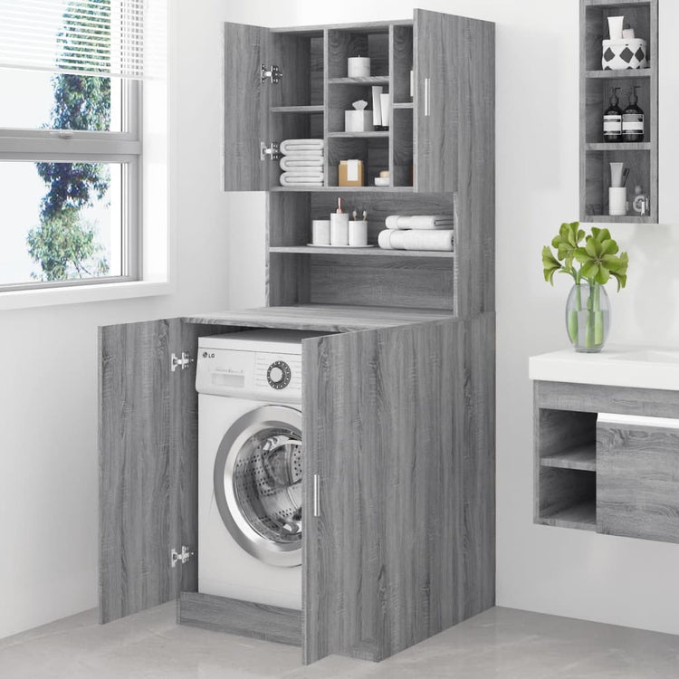 Vidaxl Washing Machine Cabinet transformé en bois Grey Sonoma Oak -Colored