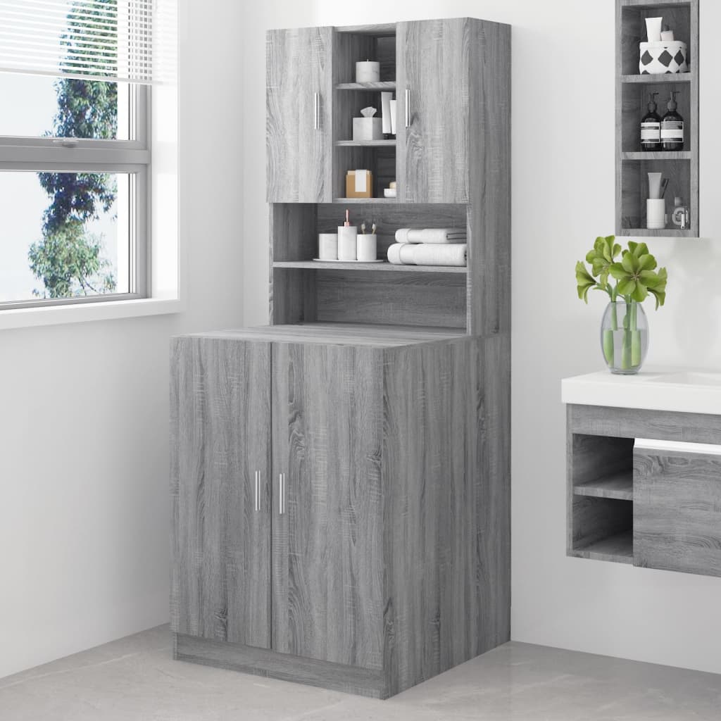 Vidaxl Washing Machine Cabinet transformé en bois Grey Sonoma Oak -Colored