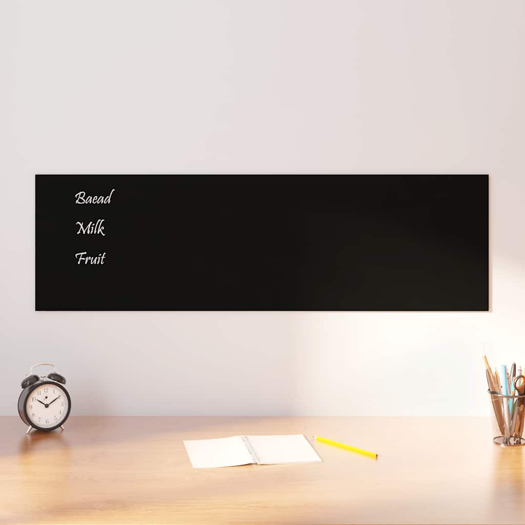 Carte magnétique vidaxl pour le mur 100x30 cm en verre durci noir