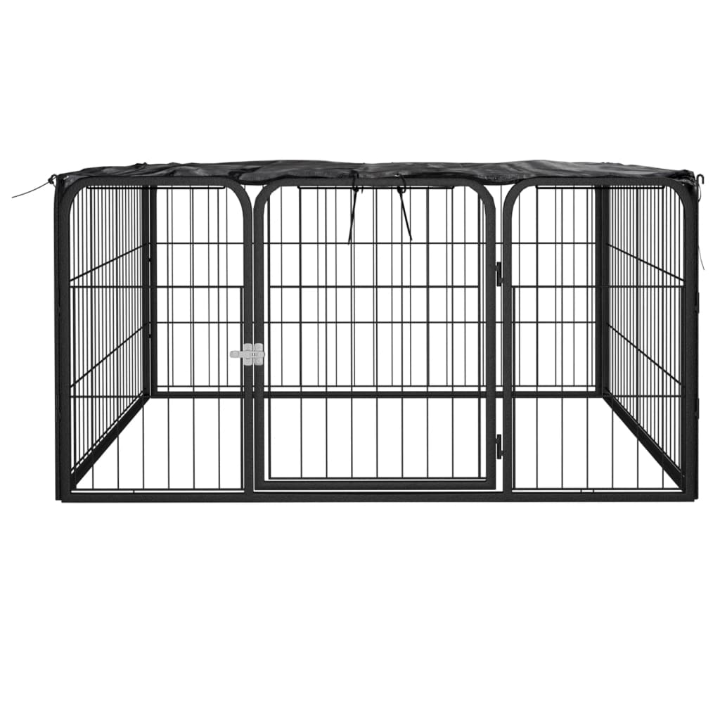 Vidaxl Dog Kennel 4 panneaux 100x50 cm en poudre - en acier noir