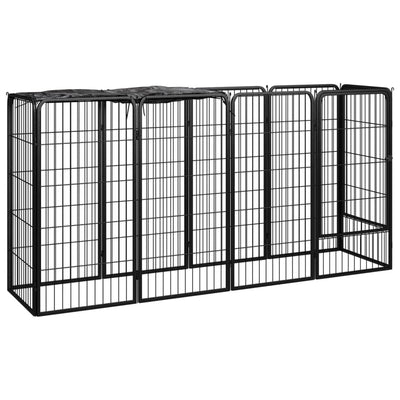 Vidaxl Dog Kennel 10 panneaux 50 x 100 cm en poudre et en acier noir