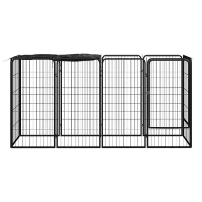 Vidaxl Dog Kennel 10 panneaux 50 x 100 cm en poudre et en acier noir